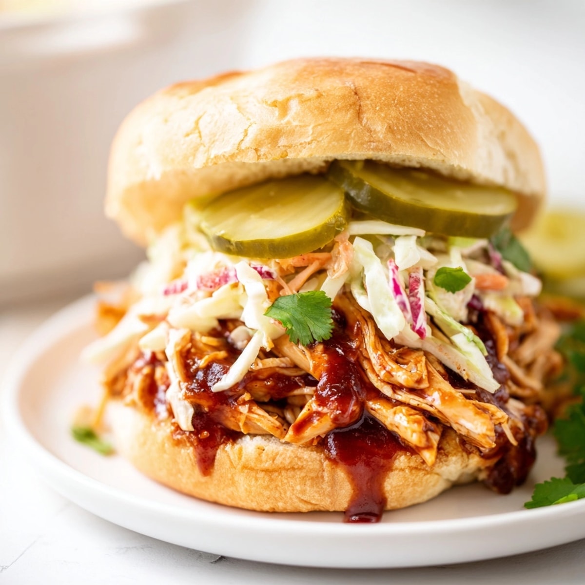 Tangy slaw-topped Cajun BBQ Chicken Sliders, a flavorful and satisfying bite.