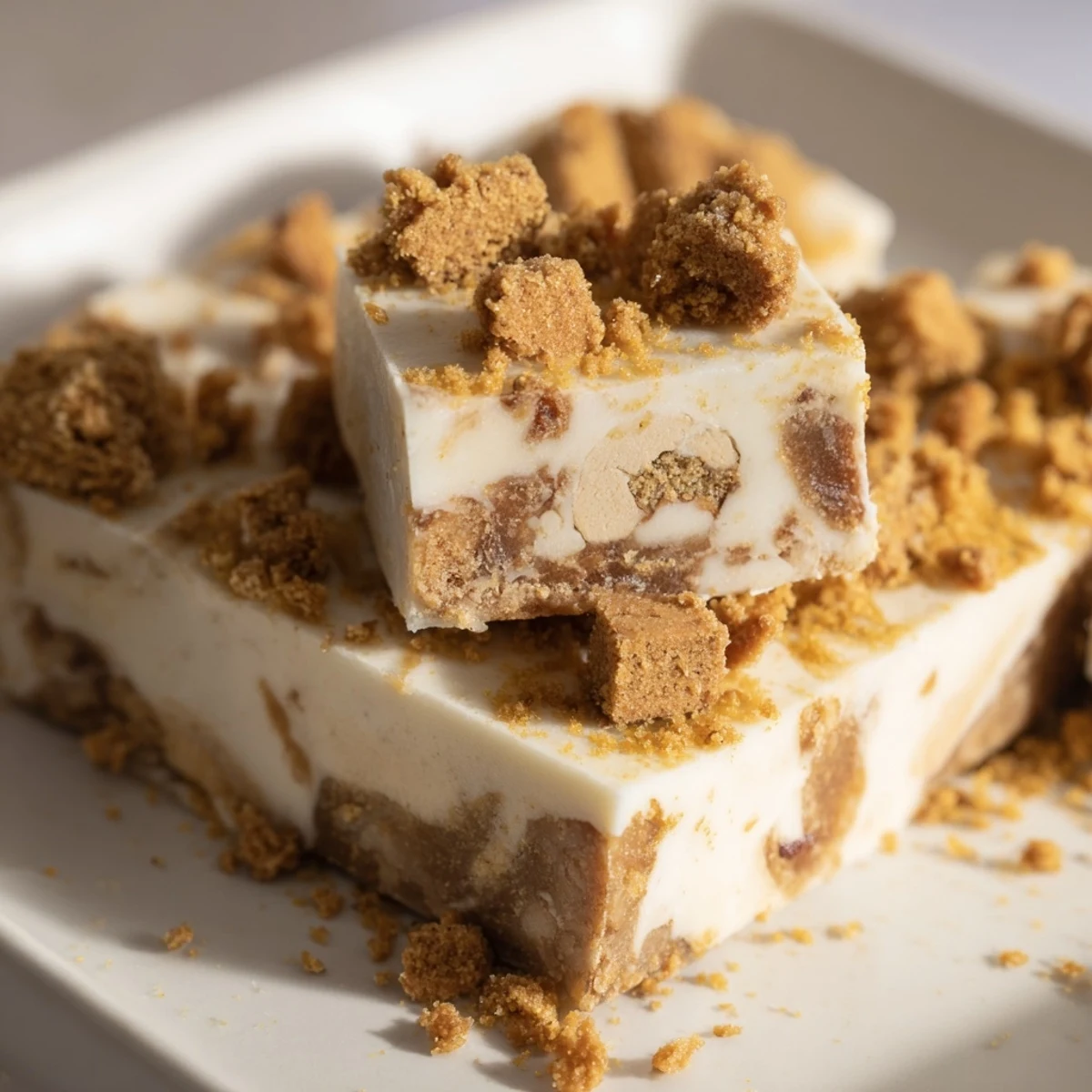 Irresistible Ginger Snap Cookie Chaos Fudge topped with crunchy cookie pieces for texture.