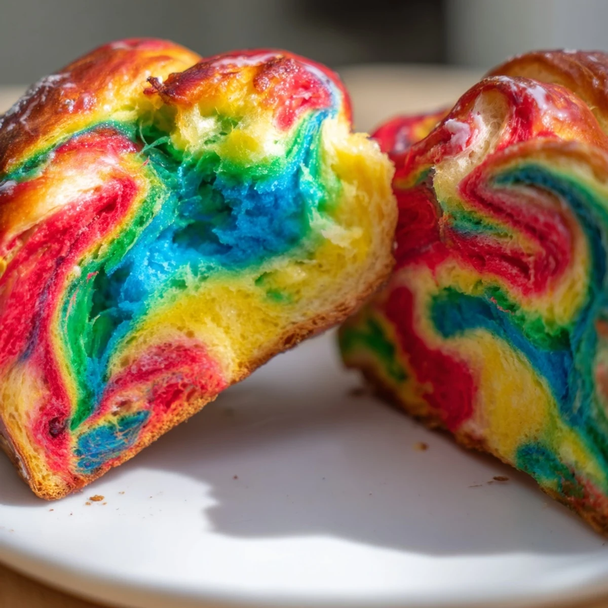 Light and colorful cloud bread showcasing a stunning rainbow effect, ready to serve.
