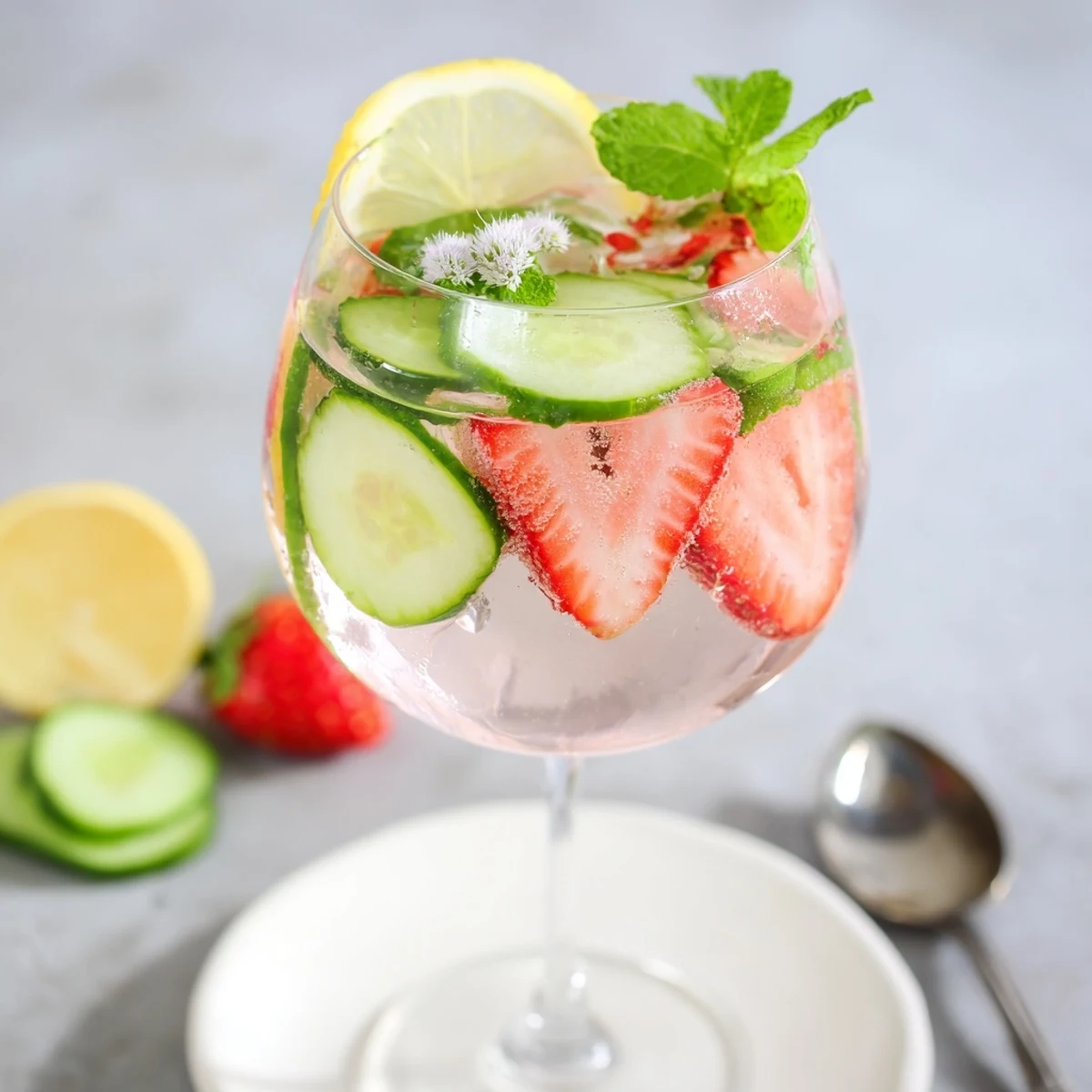 Refreshing water-based mocktails with fresh fruit and mint for summer hydration.  