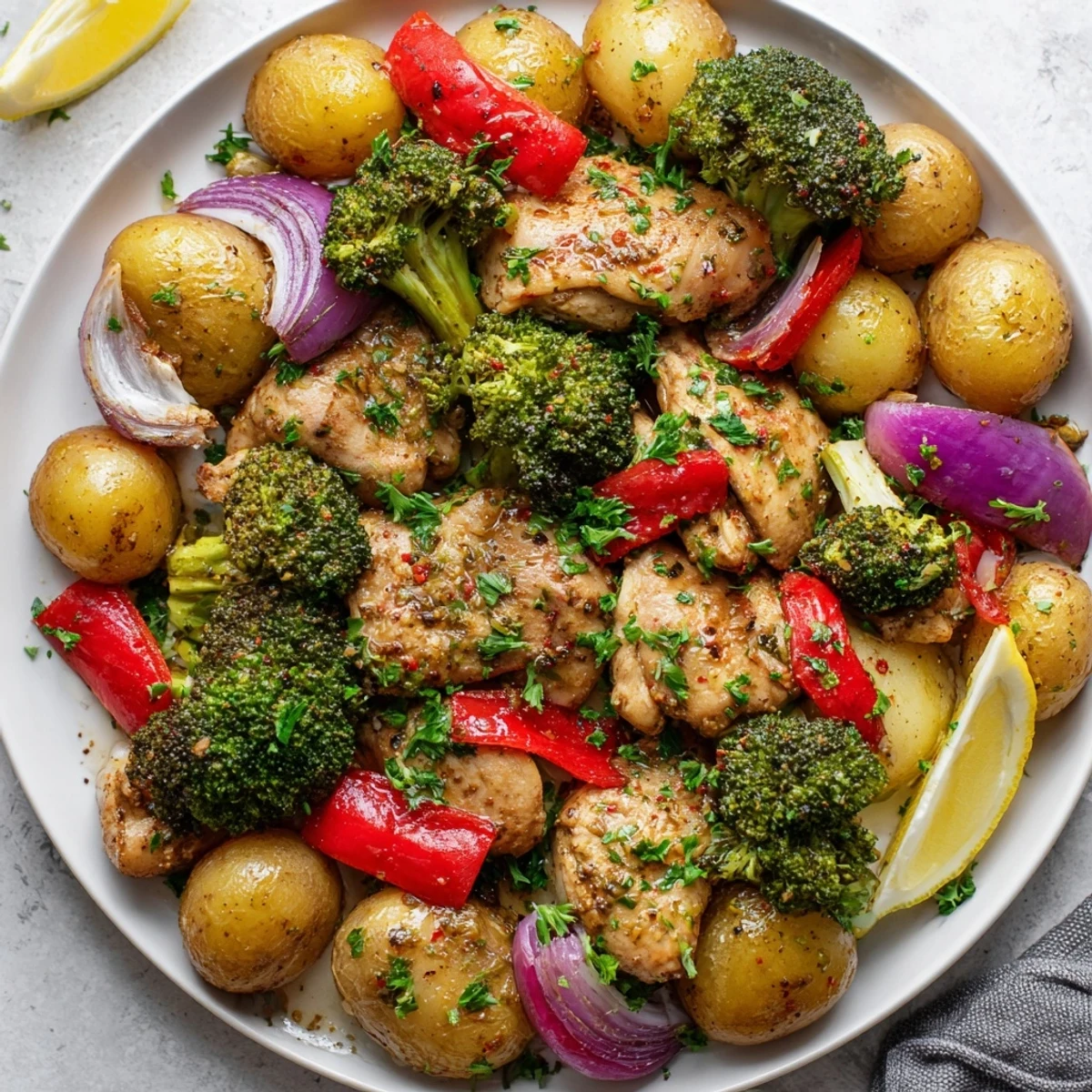 Vibrant Lazy Gourmet Chicken & Vegetable One-Pot featuring juicy chicken and colorful veggies.  
