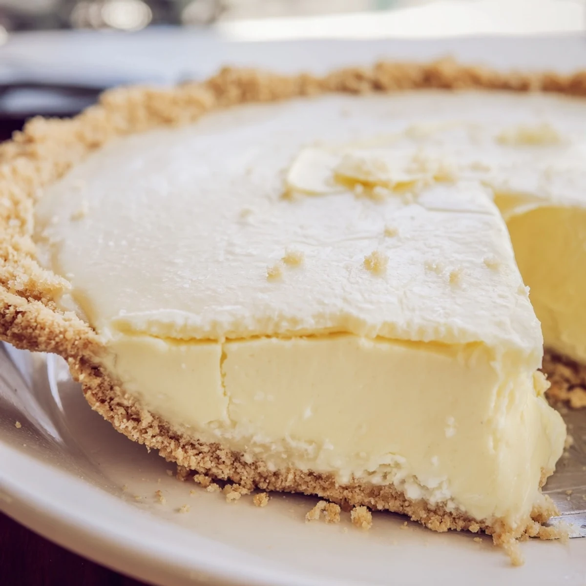 Delightful water pie cooling, featuring a buttery crust and hints of vanilla flavor.  