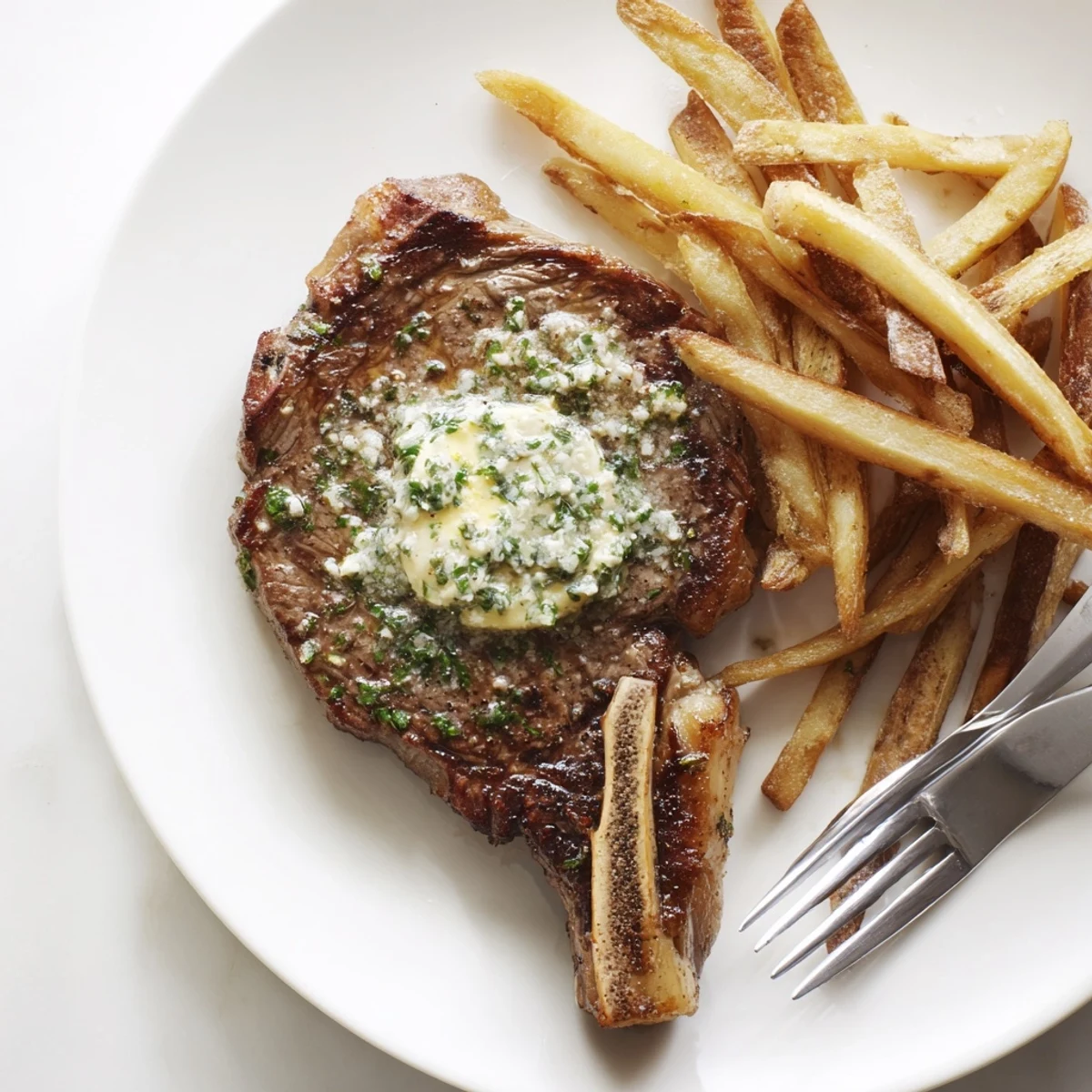 Richly flavored Steakhouse Garlic Butter Steak topped with fresh herbs and melted butter.  