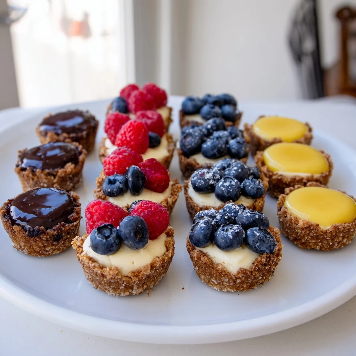 These Mini Dessert Bites Trio, with varied toppings, offer sweet and flavorful party treats to guests.