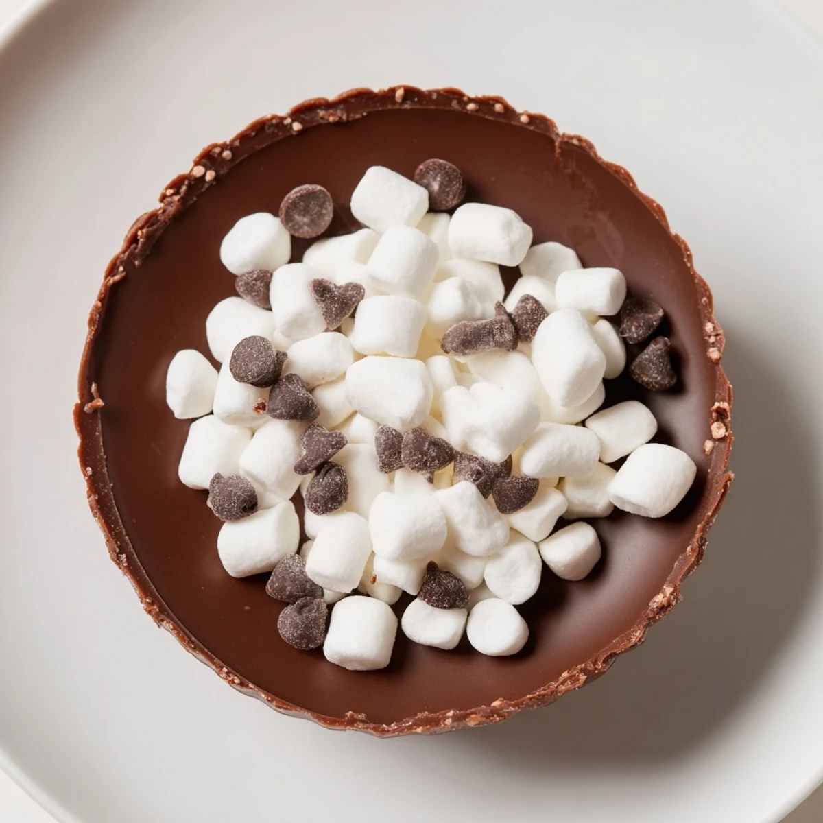 Fluffy marshmallows and rich chocolate inside the budget-friendly hot cocoa bomb cups, ready for warm milk.