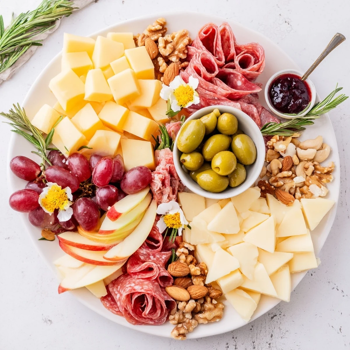 Star-Shaped Appetizer Board with a colorful array of cheese, meats, and fruit, ready to serve.