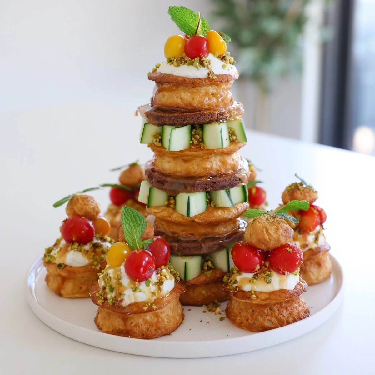 Stacked savory and sweet elements: the French Fusion Tour dÉléphant Goûter Gourmand is ready to serve.