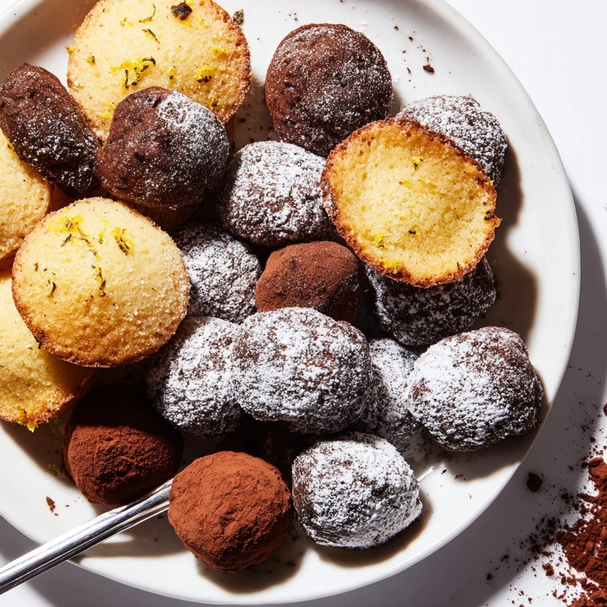 Assortment of festive Mignardises Bonne Année 2026: tiny, delicious French pastries ideal for New Year's.