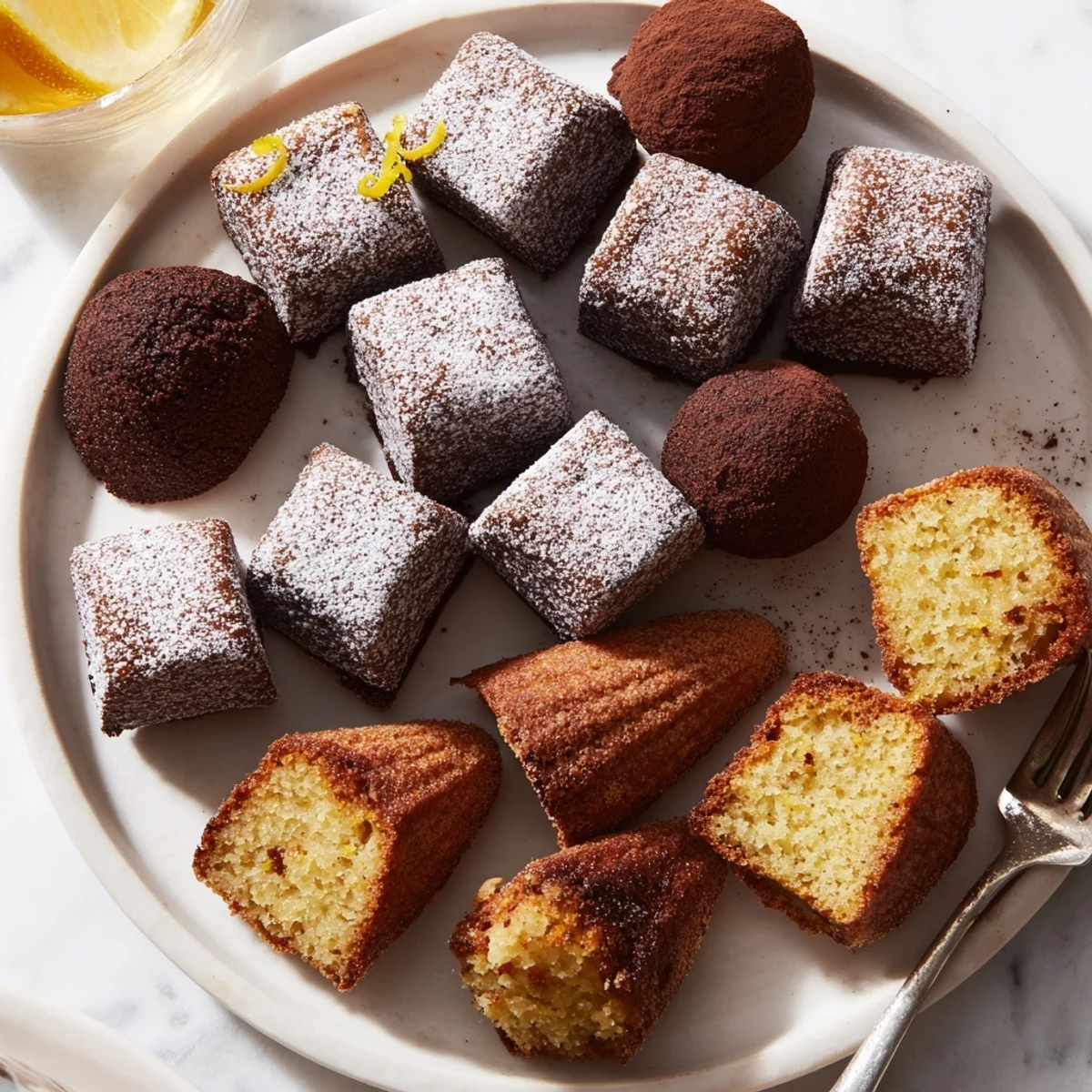 Beautiful arrangement of Mignardises Bonne Année 2026 treats, perfect for a New Year's Eve celebration.