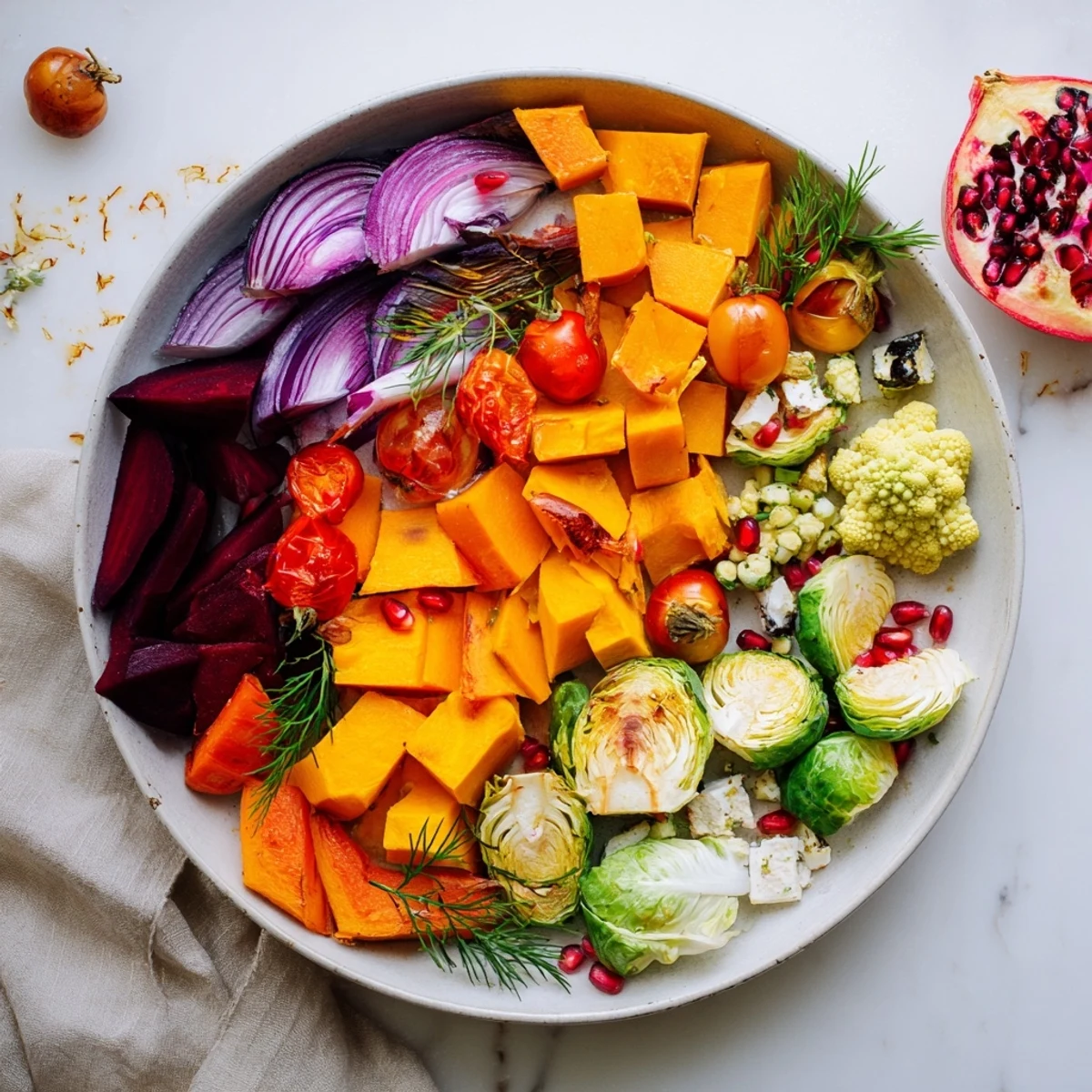 Vibrant and aromatic, the Festive Vegetable Christmas Wreath features glistening roasted vegetables and fresh herbs.