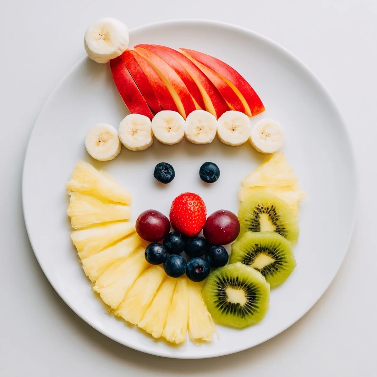 Festive Santa platter: a beautiful, sweet Santa Claus made entirely of fresh fruits.