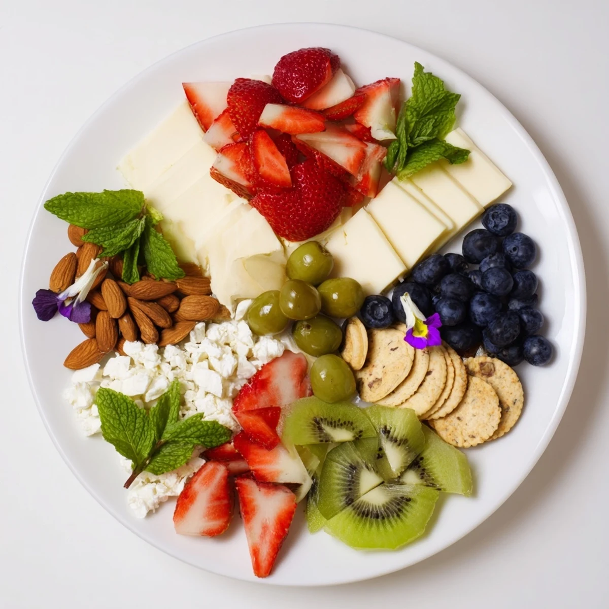 Beautifully arranged Negative Space Puzzle, a delicious appetizer featuring colorful strawberries and grapes.
