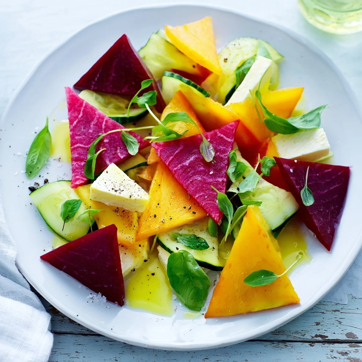 A modern art-inspired The Cubist Deconstruction, presented with cubes, triangles, and parallelograms in a mosaic.