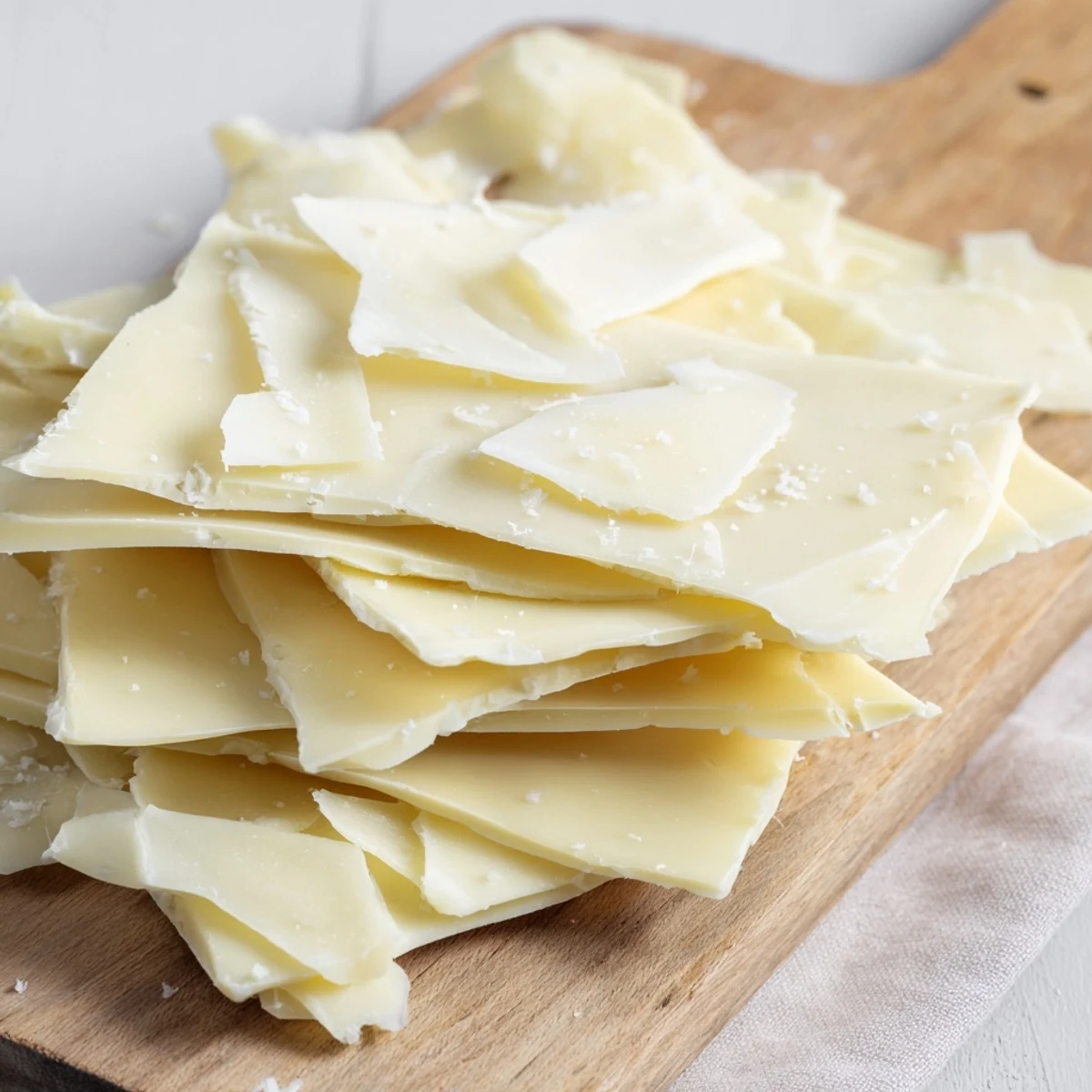 White chocolate ice sheets and parmesan shards form The Arctic Tundra dessert, stunningly presented on wood.