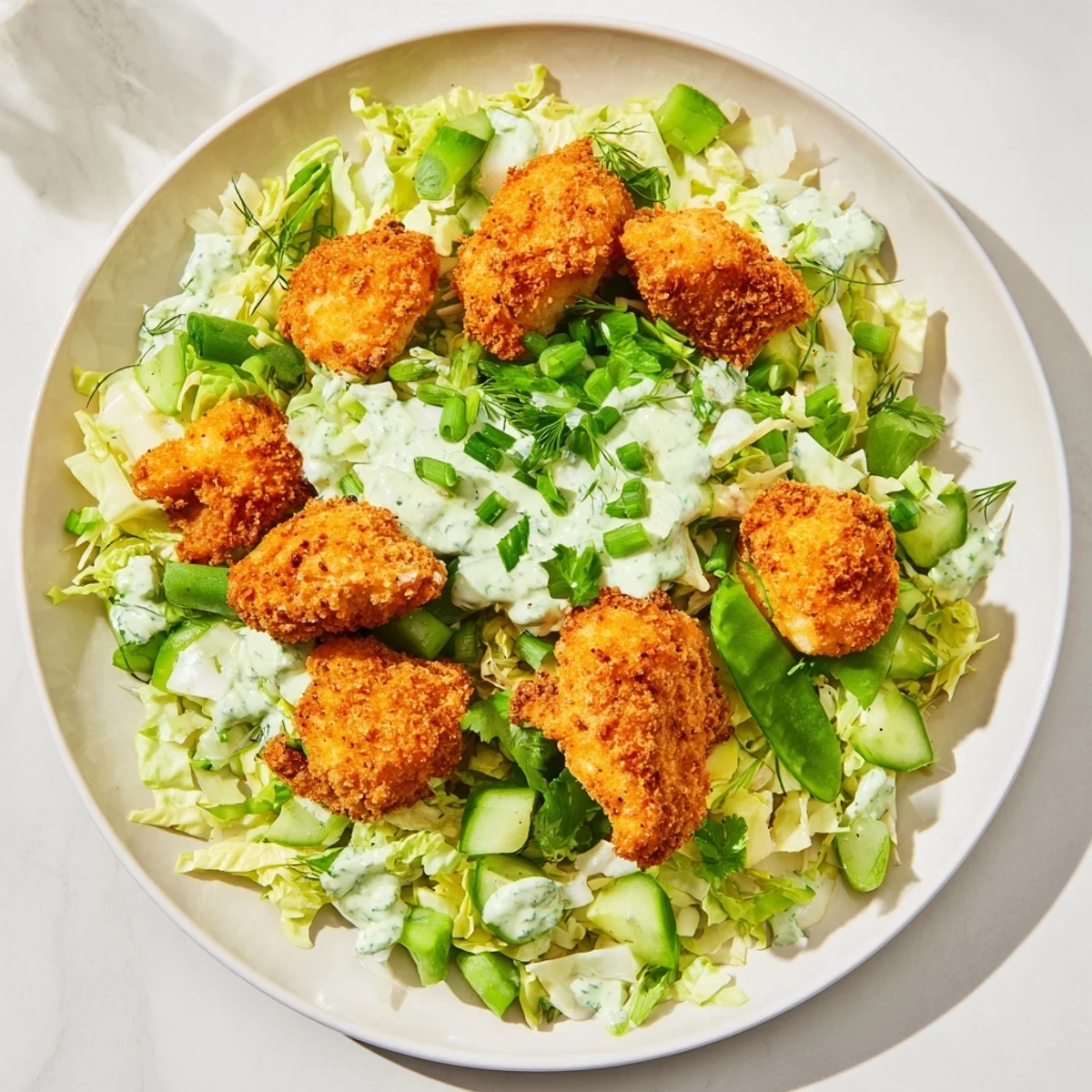 Vibrant Green Goddess Nugget Salad features tender nuggets perfect for lunch or a light, fresh dinner.