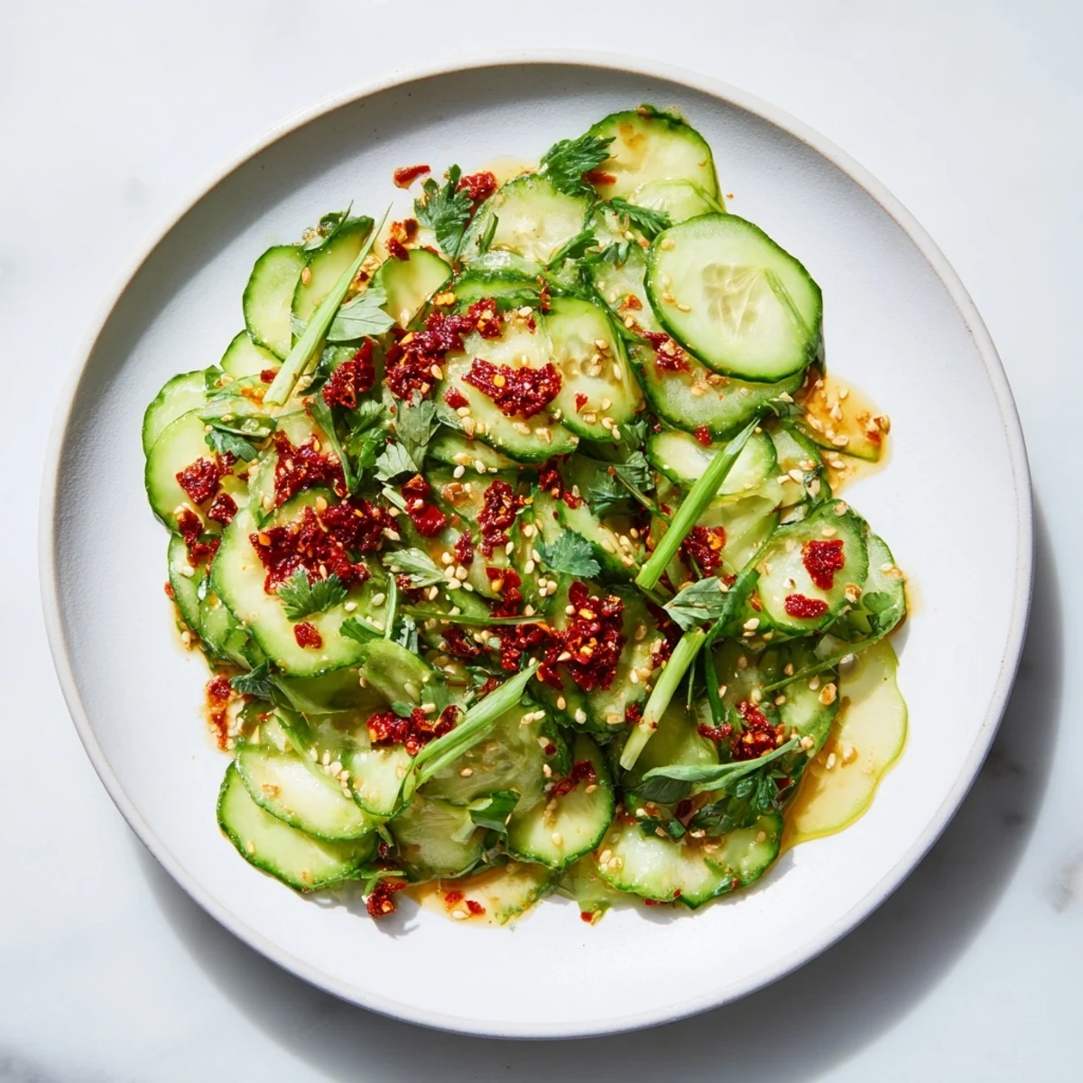Cucumber Shaker Salad Chili Crisp