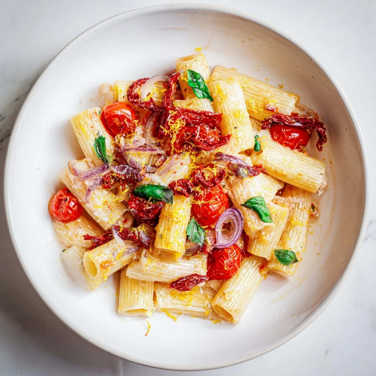 Imagine the rich sauce of this Baked Feta Pasta, coating the short pasta, ready for a warm meal.