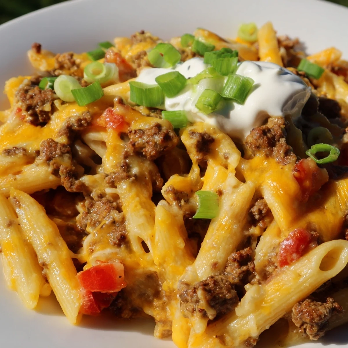 Sizzling ground beef and pasta create a tempting One-Pot Taco Pasta dish, perfect for tonight.