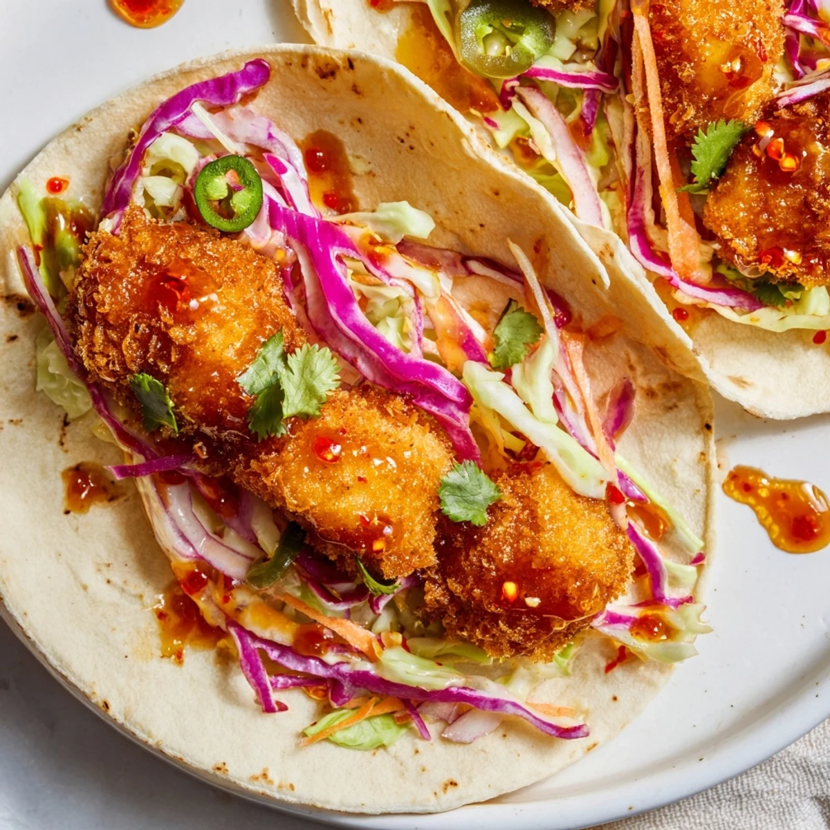 Imagine the mouthwatering aroma of Hot Honey Chicken Tacos with tender chicken and fresh cilantro.