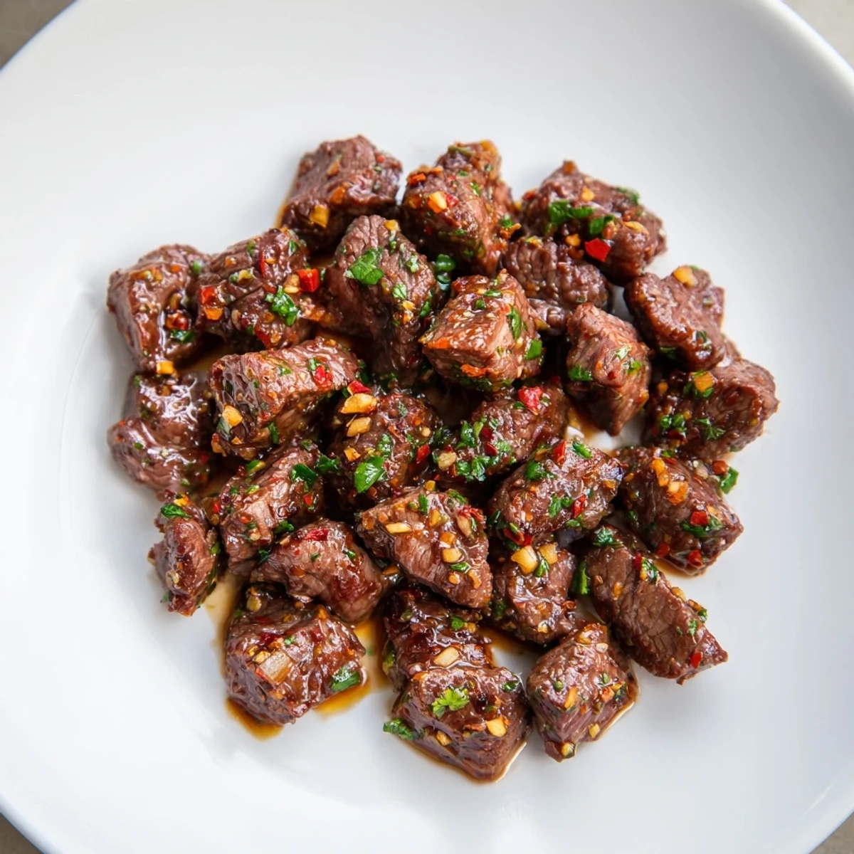 Golden-brown Garlic Butter Steak Bites glistens with a rich, savory, and irresistible sauce.