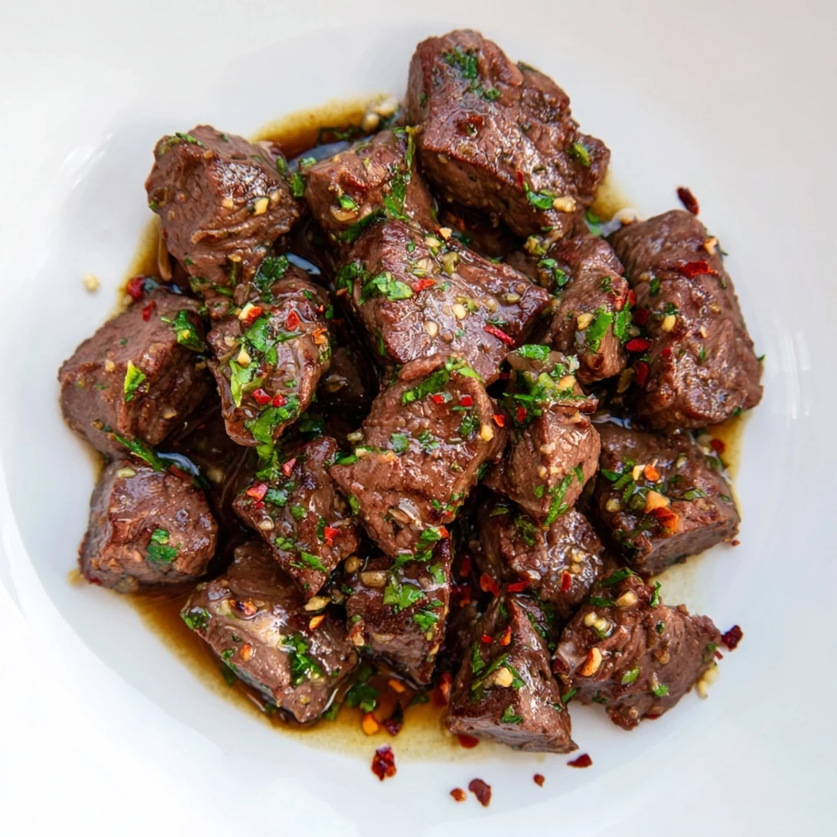 Tender Garlic Butter Steak Bites, perfectly seared and coated in a flavorful garlic butter.