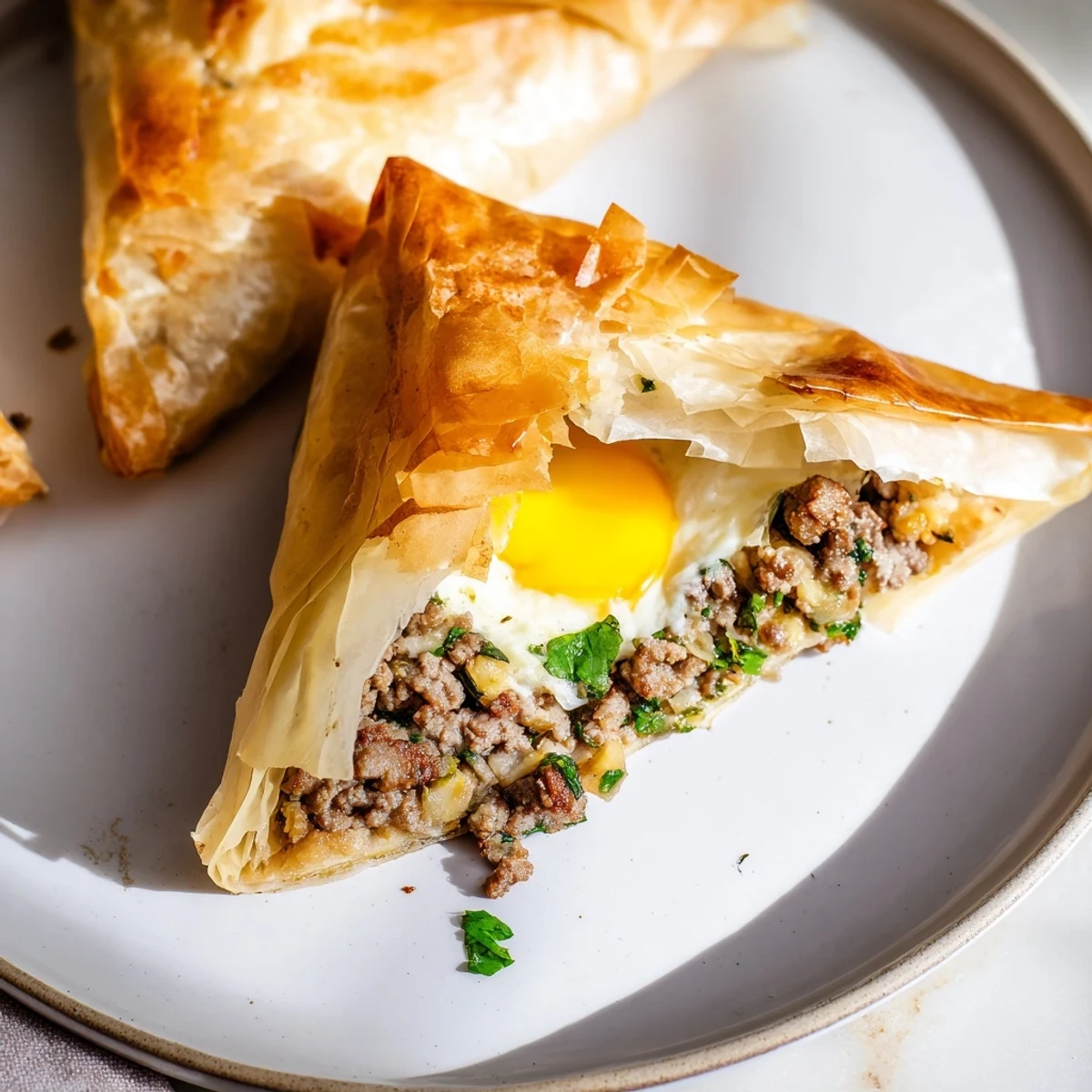 Crispy, fried Tunisian Brik, a delightful street food appetizer with a comforting egg center.