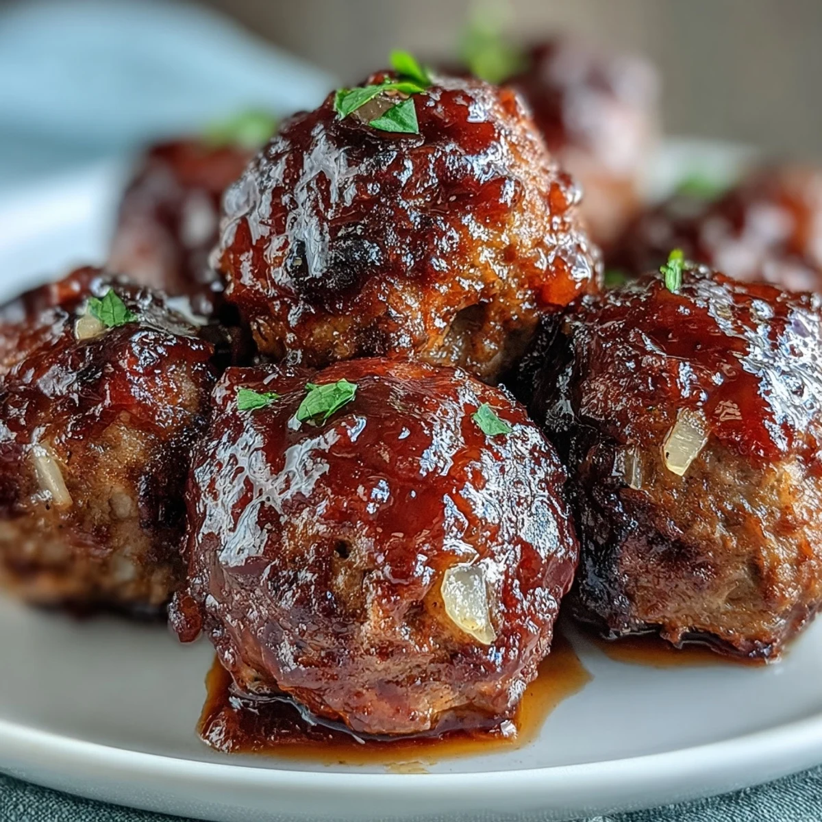 Slow cooker peach glazed meatballs glistening in a sweet, sticky sauce ready to serve.