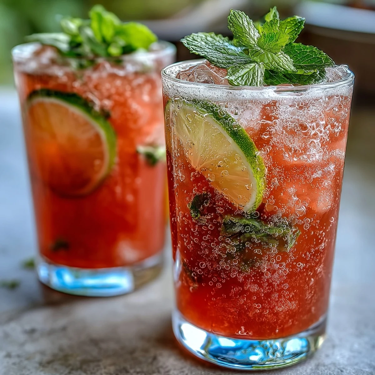 Refreshing homemade guava juice with sparkling water, poured into a glass ready for a summer sip.