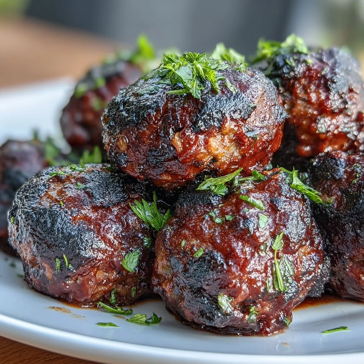 Vegan smoky lentil meatballs simmered in rich marinara sauce over fresh zucchini noodles, a healthy and satisfying plant-based dinner.