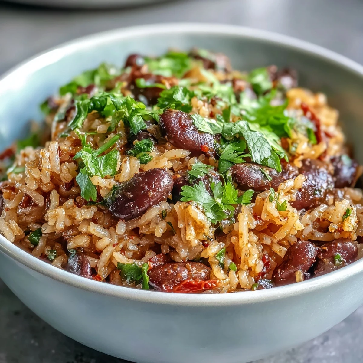 Hearty Spanish rice and beans cooked with smoky paprika, black beans, and vibrant tomato salsa.