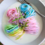 Colorful noodles layered in a fluffy sauce, an imaginative Neon Noodle Cloud delight.  