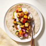 Delicious vegan viral recipe remake with golden tofu and savory tahini sauce drizzle.  