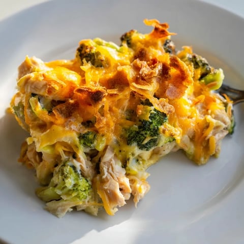 Creamy Chicken & Broccoli Cheddar Bake topped with golden panko breadcrumbs, perfect for dinner.  