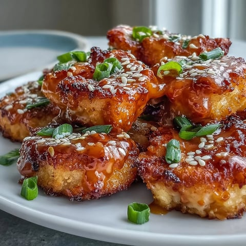 Golden-brown Bang Bang Salmon Bites are tossed in a creamy, sweet-spicy sauce and served on a white plate.