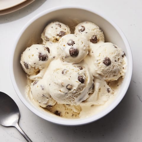 Indulge in Cottage Cheese Ice Cream with Cookie Dough, a scoop of frozen bliss.  