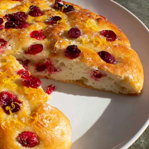 Cranberry Orange No-Knead Focaccia