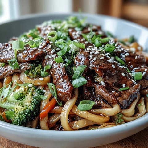 Sizzling Korean Beef Noodles toss red bell pepper and carrot in a garlic-ginger skillet for a quick weeknight dinner.