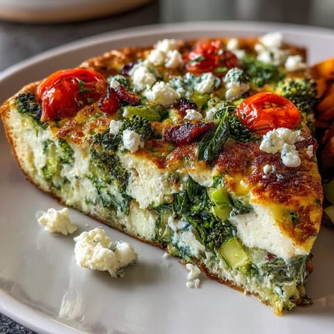 High-volume veggie-packed egg white frittata with colorful vegetables and fluffy egg whites baked to golden perfection for a healthy brunch.