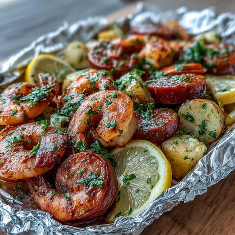 Onion Boil Shrimp Sausage Packets