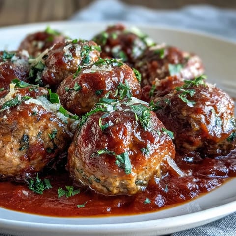 Slow Cooker Meatballs in Marinara: juicy homemade meatballs cooked low and slow in rich, herb-infused marinara sauce for easy entertaining.