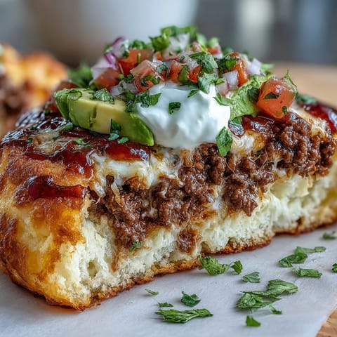 Fluffy cloud bread tacos filled with seasoned taco meat and topped with fresh pico de gallo, perfect for a low-carb meal.  