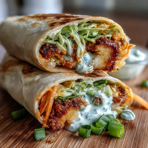 Golden fried cabbage tossed in buffalo sauce, served in warm wraps with fresh toppings.