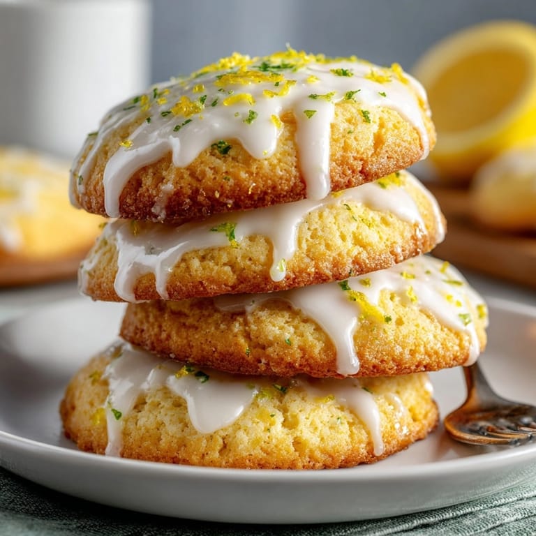 Golden Ricotta Lemon Cookies topped with lemon icing, perfect for a springtime dessert spread
