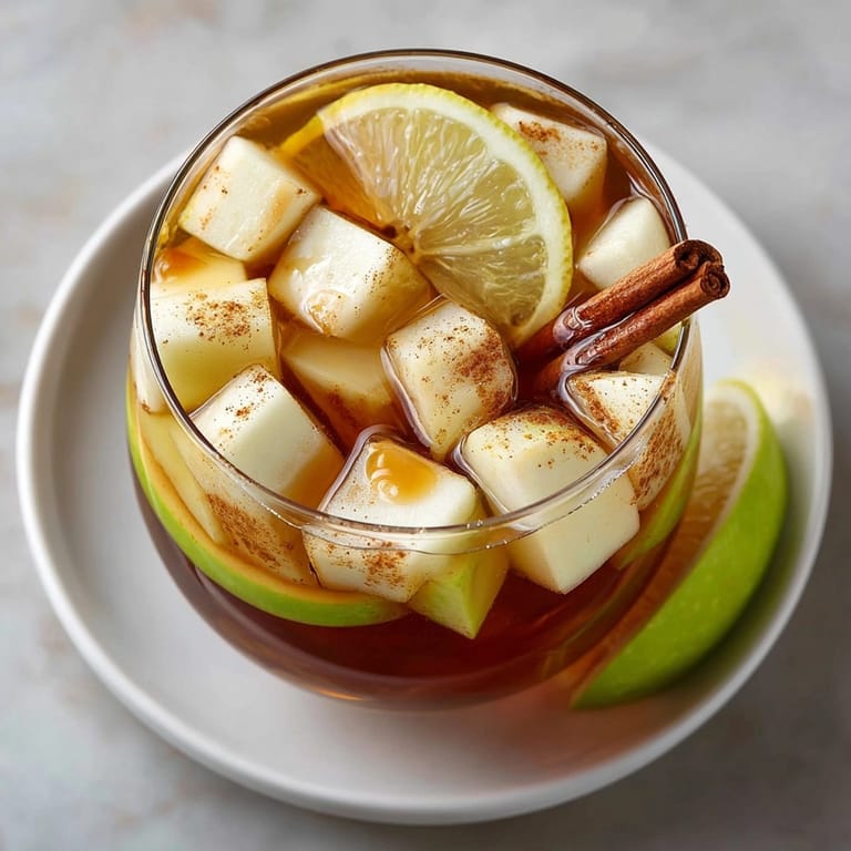 Easy Caramel Apple Sangria recipe: a beautiful fall cocktail with sweet apple cider.