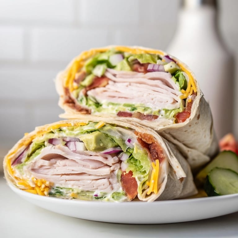 Easy, delicious Avocado Ranch Turkey Wraps—a flavorful lunch with ripe avocado and savory turkey.
