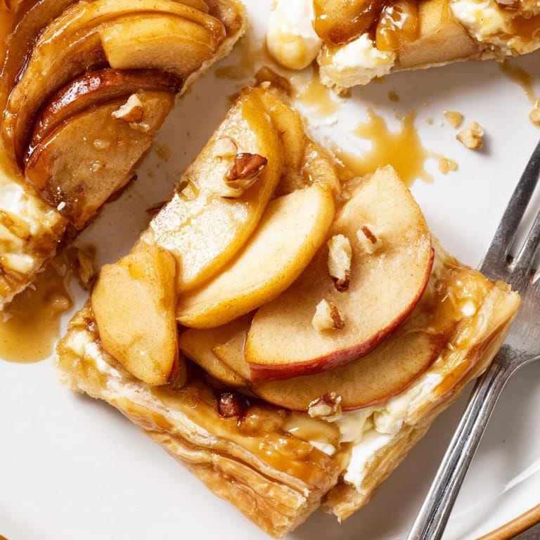 Golden puff pastry holds creamy Brie and caramelized apple slices in this tart.  