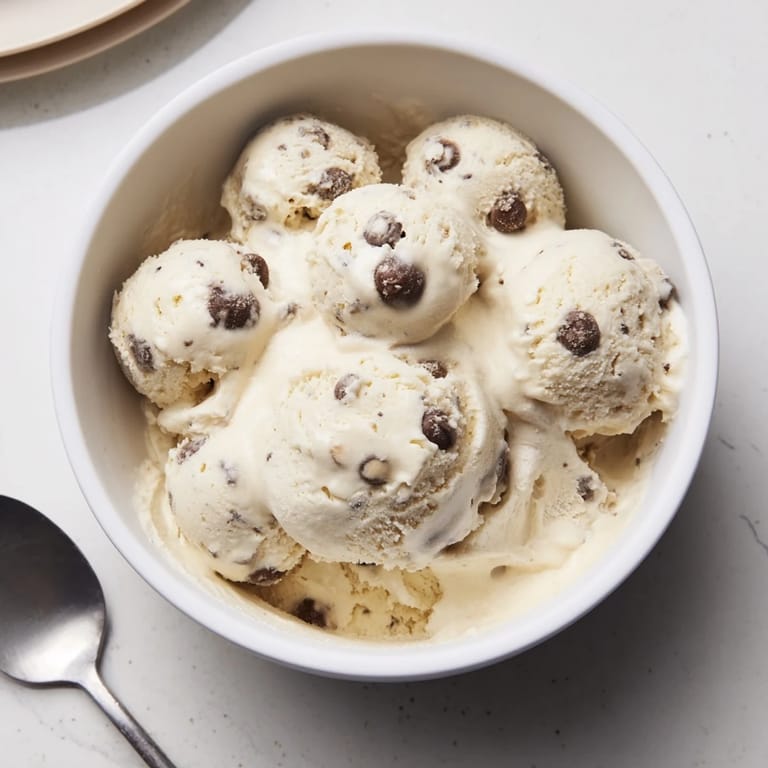 Indulge in Cottage Cheese Ice Cream with Cookie Dough, a scoop of frozen bliss.  