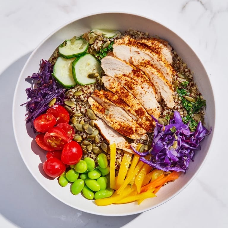 Sliced chicken and bright vegetables in Healthy Meal-Prep Bowls for a nutritious meal.