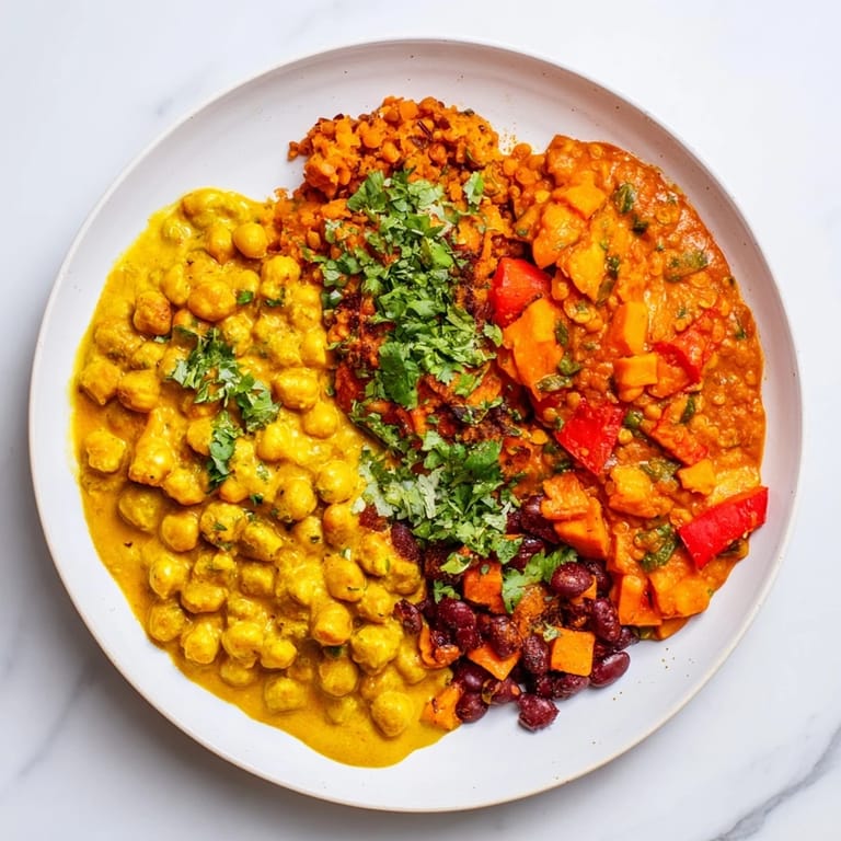 Hearty Caribbean sweet potato curry served with parsley and a touch of chili heat.