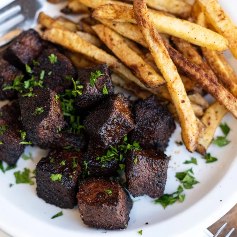 Tender steak bites, seasoned Cajun-style, served with hot, crunchy fries for dipping.  
